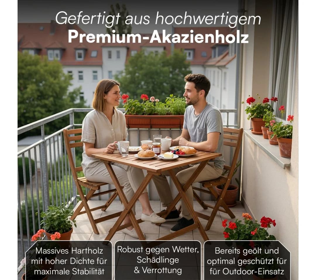 STEELSØN Gartentisch Lystra Akazienholz geölt klappbar - Bild 3