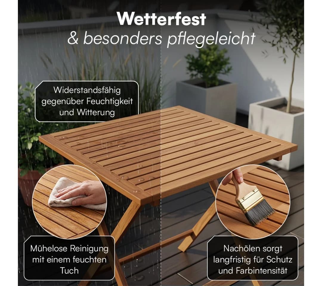 STEELSØN Gartentisch Lystra Akazienholz geölt klappbar - Bild 5