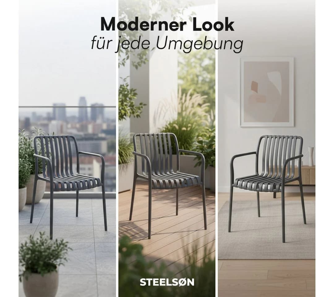 STEELSØN Gartenstuhl Pincoya Anthrazit stapelbar wetterfest UV-beständig - Bild 5