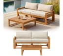 STEELSØN Gartenlounge-Set Mizaru 2-Sitzer mit Tisch Akazienholz Beige Bild 2