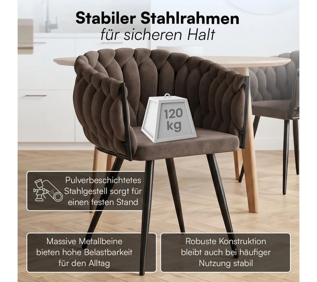 skølm Esszimmerstuhl Sudri Samt gepolstert dunkelbraun 6er Set - Bild 3