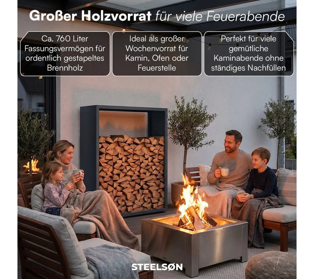 STEELSØN Kaminholzregal Keid Schwarz