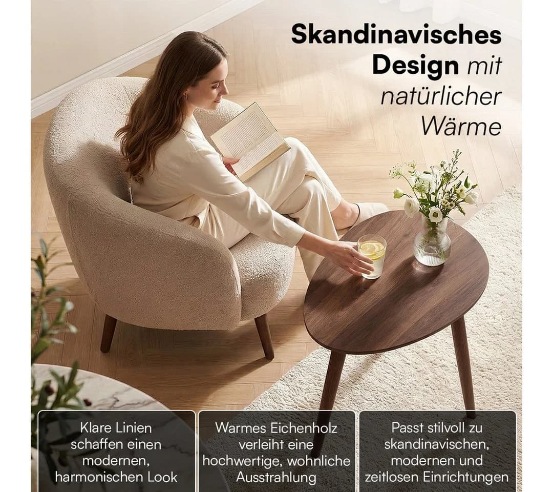 skølm Couchtisch Lodur Eiche massiv oval braun