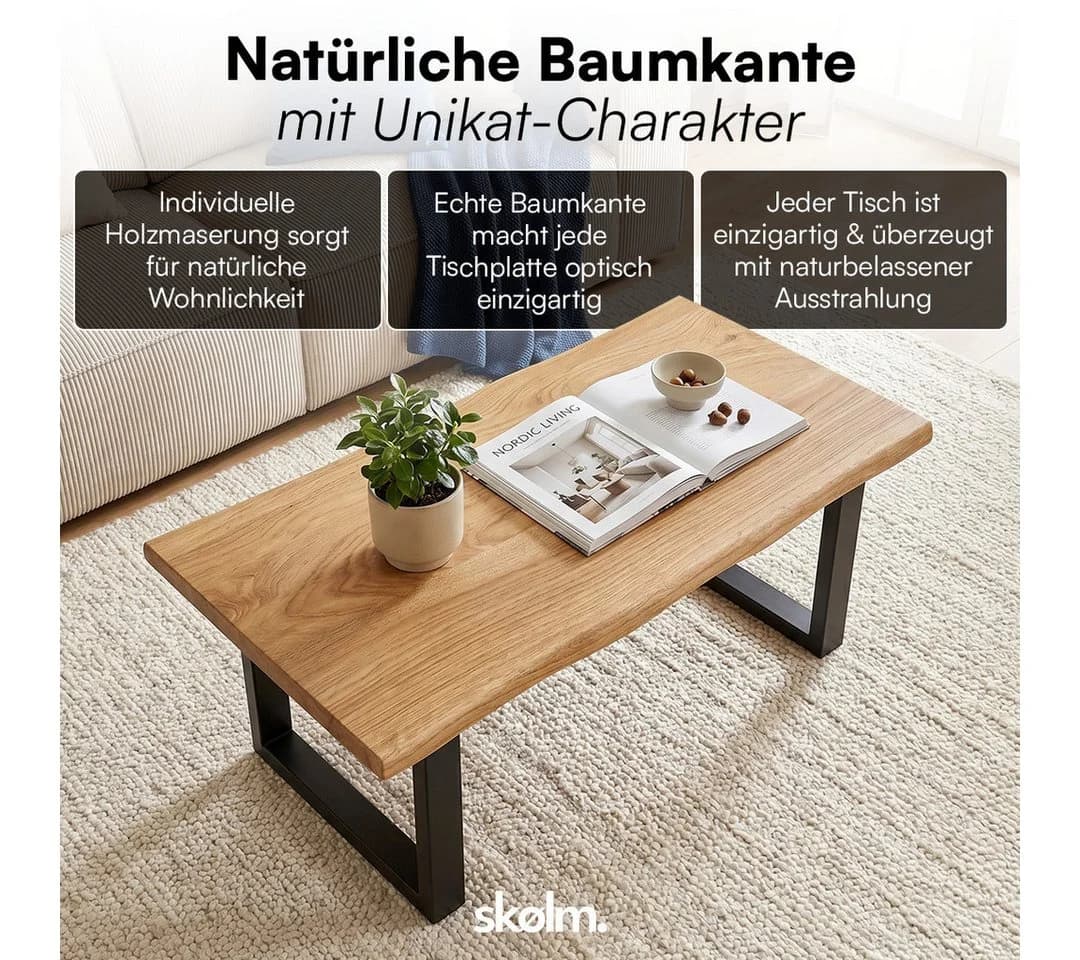 skølm Couchtisch Orm massiv Eiche mit Metallkufen - Bild 3