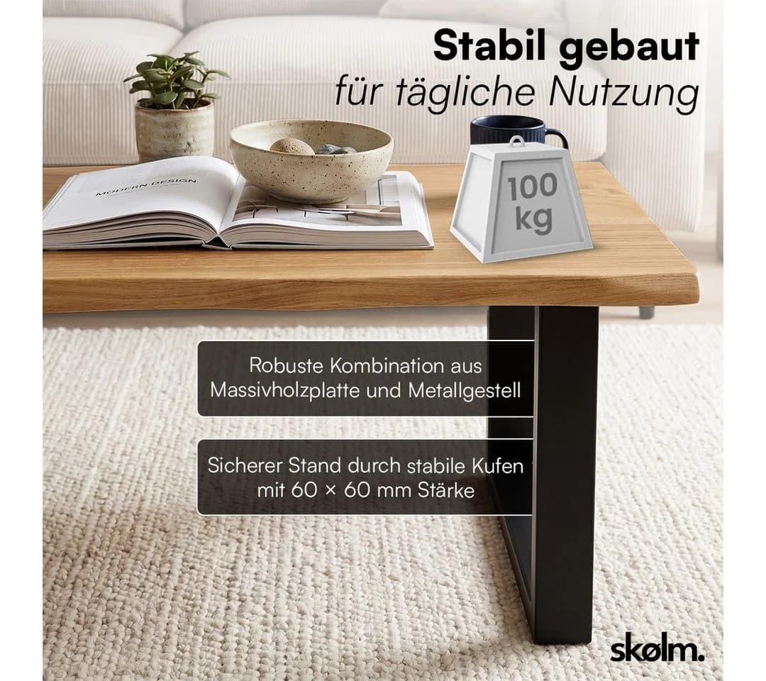 skølm Couchtisch Orm massiv Eiche mit Metallkufen - Bild 4