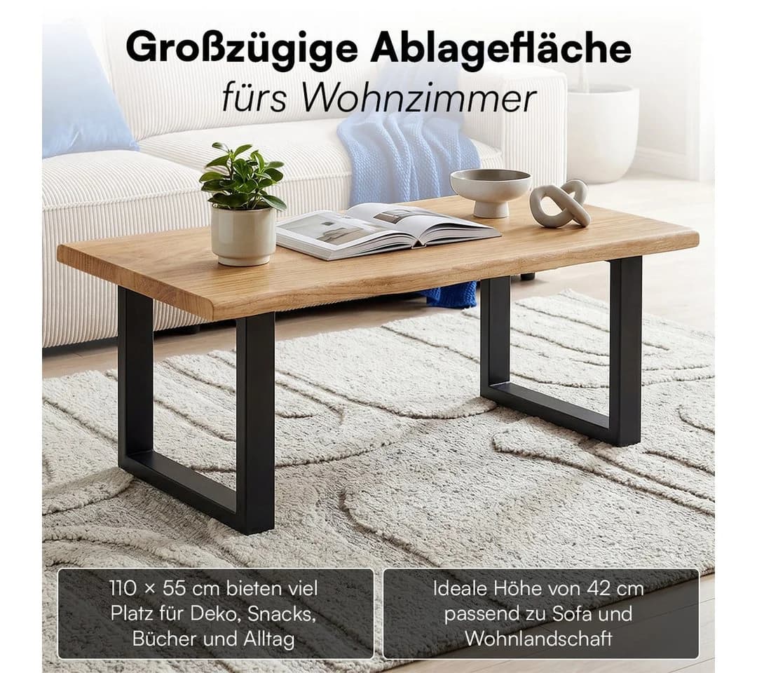 skølm Couchtisch Orm massiv Eiche mit Metallkufen - Bild 5