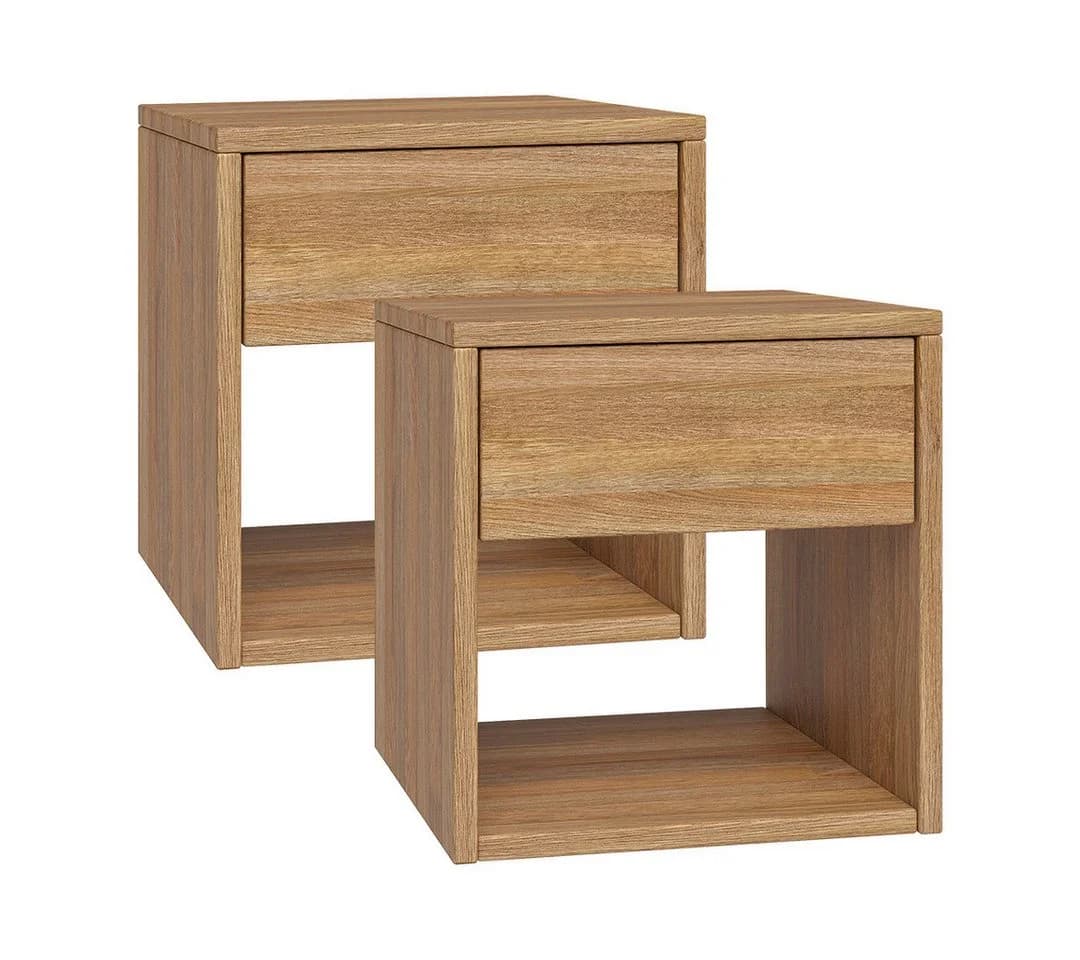 skølm Nachtschrank Floki mit Schublade 2er Set Eiche Massivholz - Bild 2