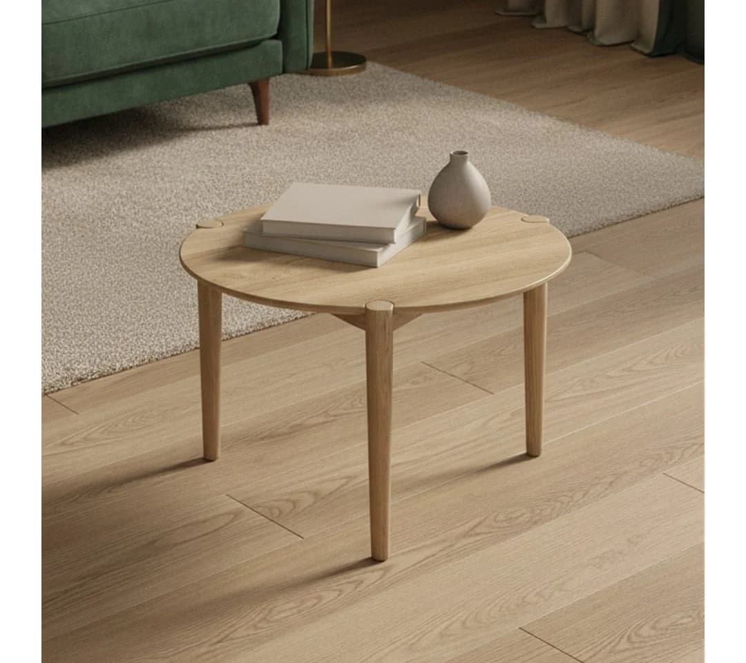 skølm Couchtisch Åsarna Eiche Massivholz Rund Beistelltisch - Bild 2