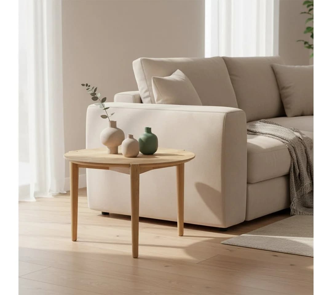 skølm Couchtisch Åsarna Eiche Massivholz Rund Beistelltisch - Bild 3
