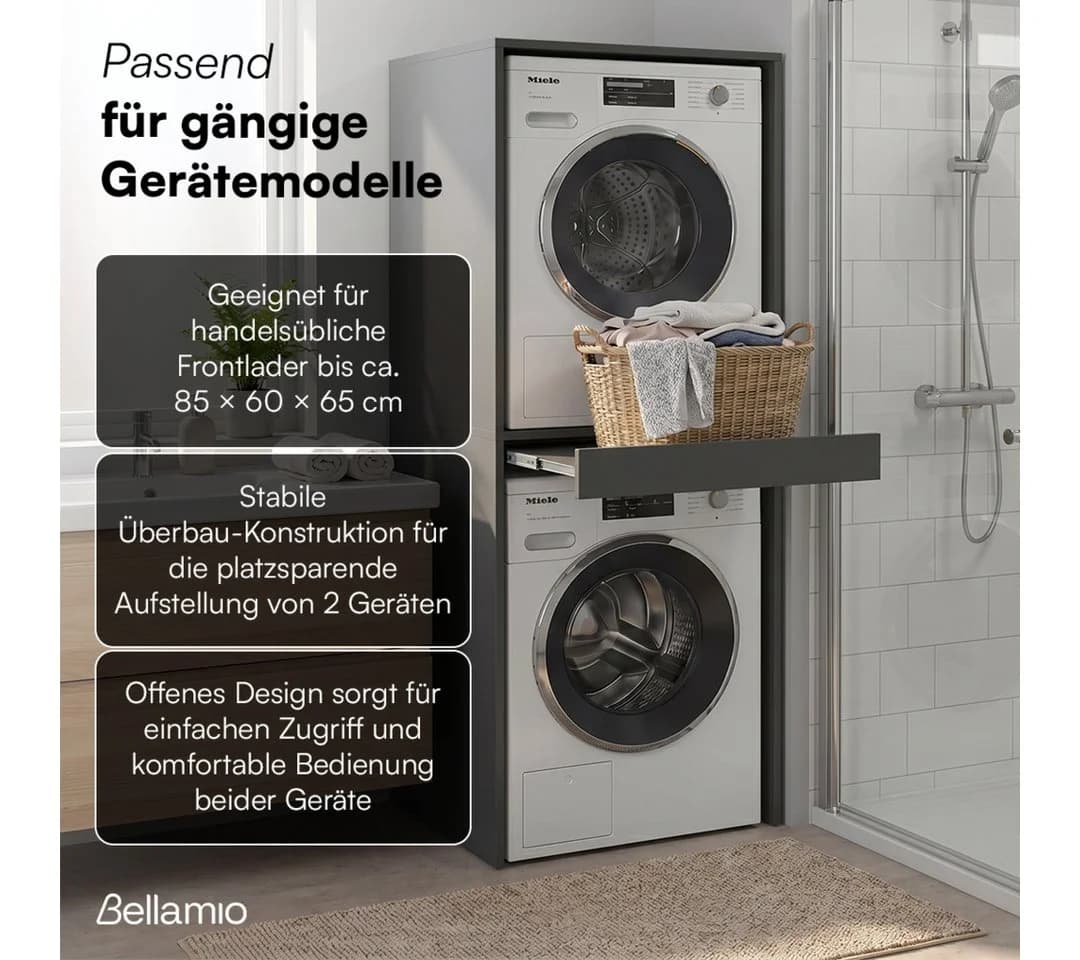 Bellamio Waschmaschinenumbauschrank Vist Waschturm Anthrazit