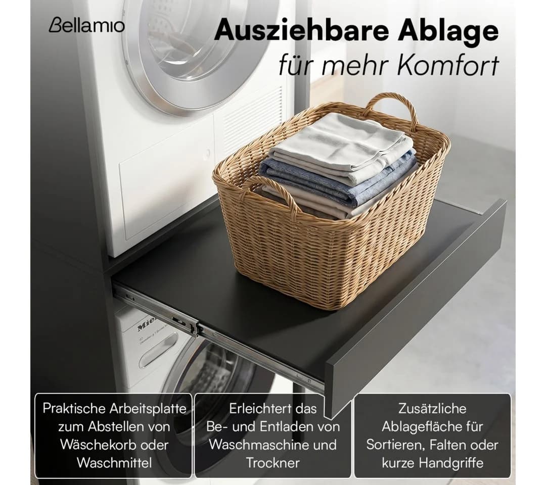 Bellamio Waschmaschinenumbauschrank Vist Waschturm Anthrazit - Bild 3