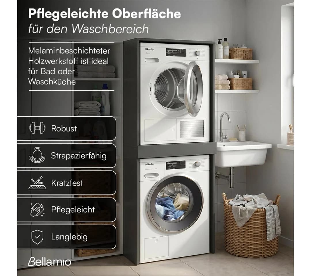Bellamio Waschmaschinenumbauschrank Vist Waschturm Anthrazit - Bild 5