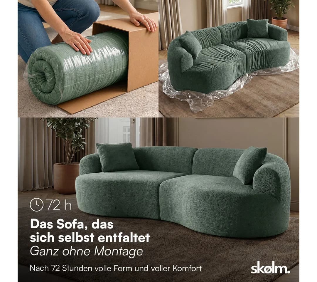 skølm Sofa Loki 2-Sitzer Teddy-Bouclé Dunkelgrün - Bild 4