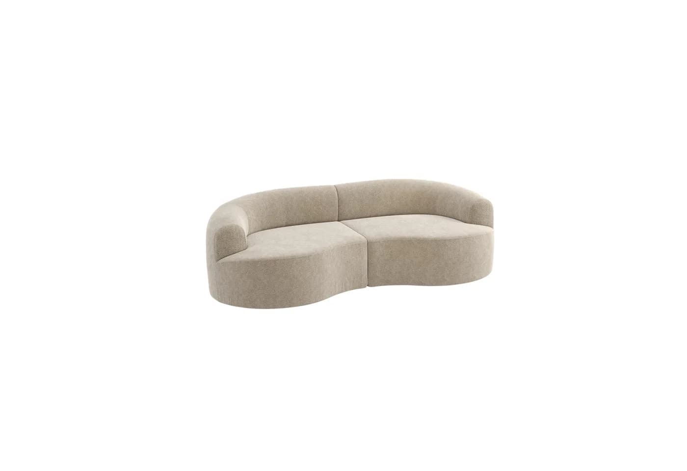 skølm Sofa Loki 2-Sitzer Beige Teddy-Bouclé mit Kissen