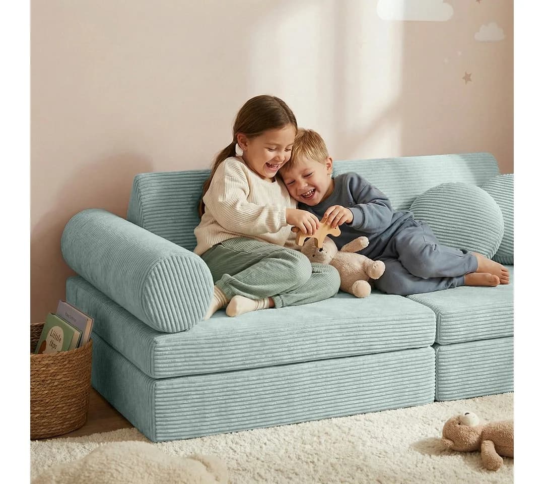 Bellabino Kindersofa Nile 8-teilig mit Schlaffunktion Türkis