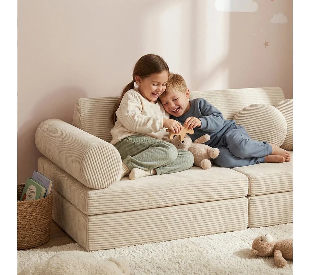 Bellabino Kindersofa Nile 8-teilig Beige Cord
