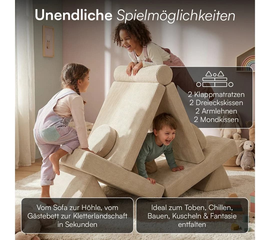 Bellabino Kindersofa Nile 8-teilig Beige Cord - Bild 3