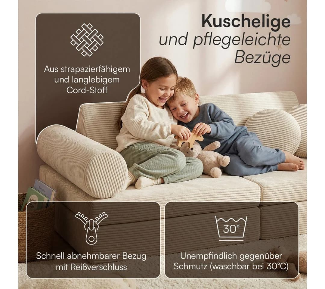 Bellabino Kindersofa Nile 8-teilig Beige Cord - Bild 5