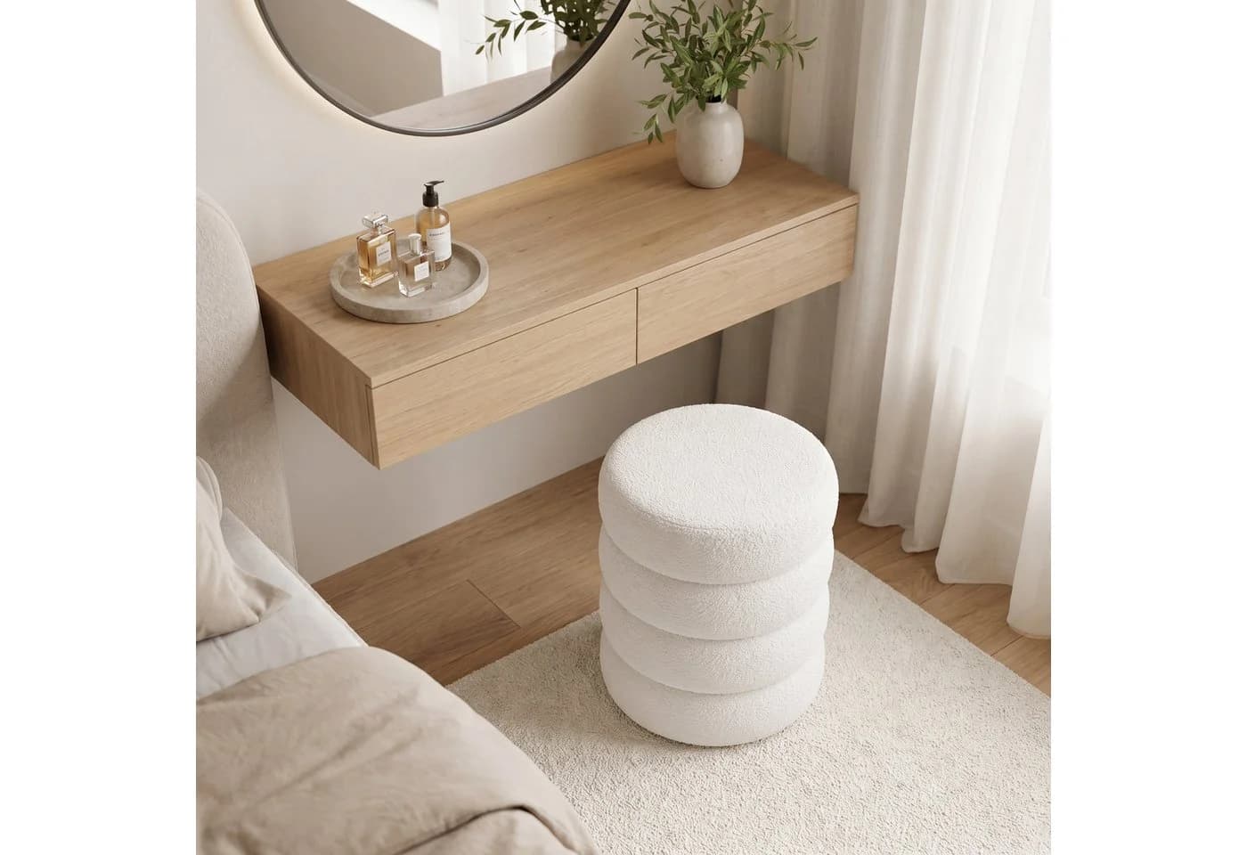 skølm Hocker Selene mit Stauraum Teddy Bouclé Creme-Weiß - Bild 4