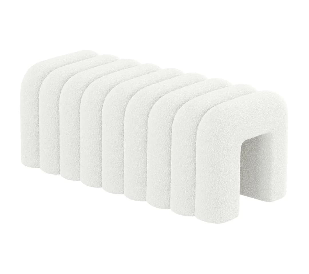 skølm Hocker Selitha U-Form Creme-Weiß Teddy-Bouclé - Bild 2