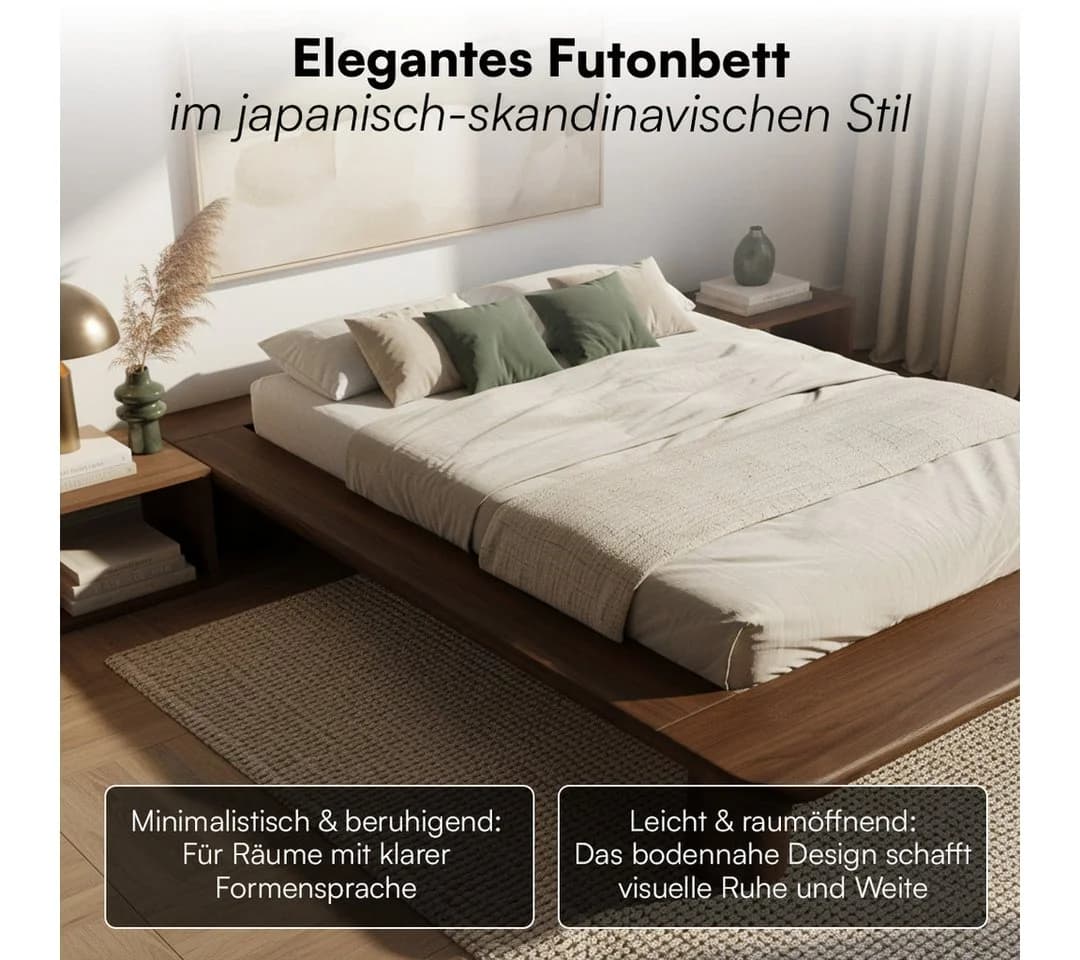 skølm Futonbett Vestri Massivholz Eiche Walnuss - Bild 3