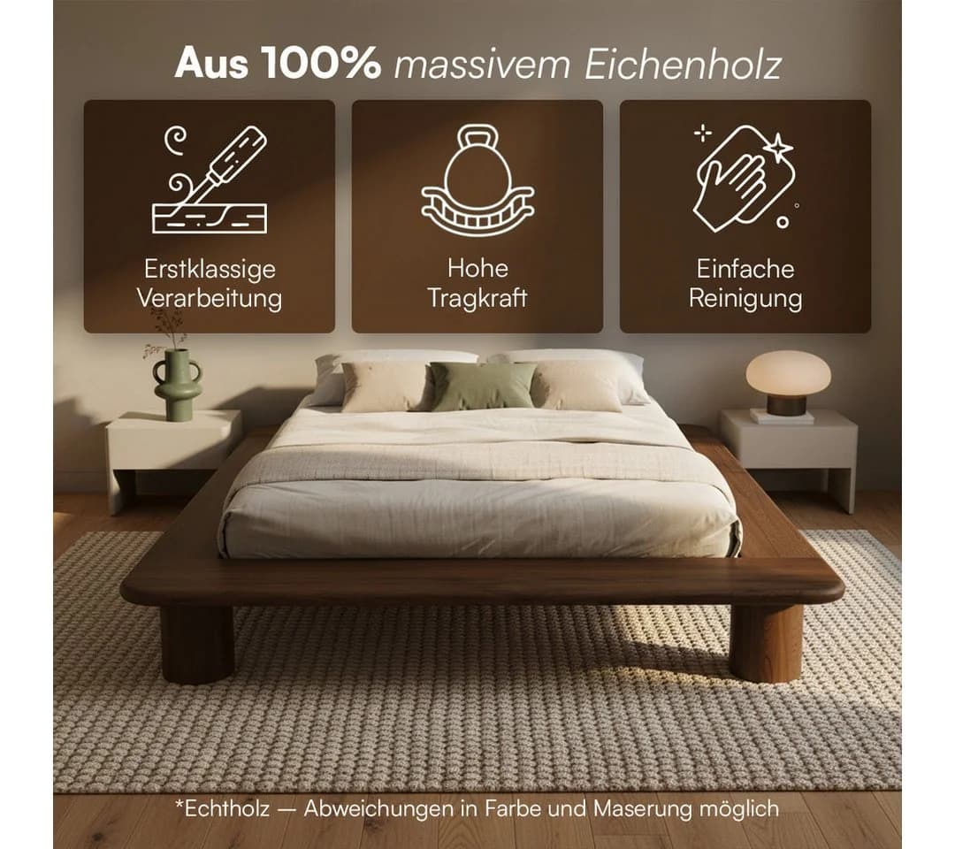 skølm Futonbett Vestri Massivholz Eiche Walnuss - Bild 4