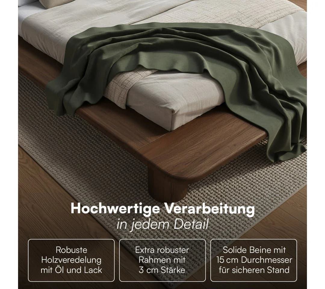 skølm Futonbett Vestri Massivholz Eiche Walnuss - Bild 5