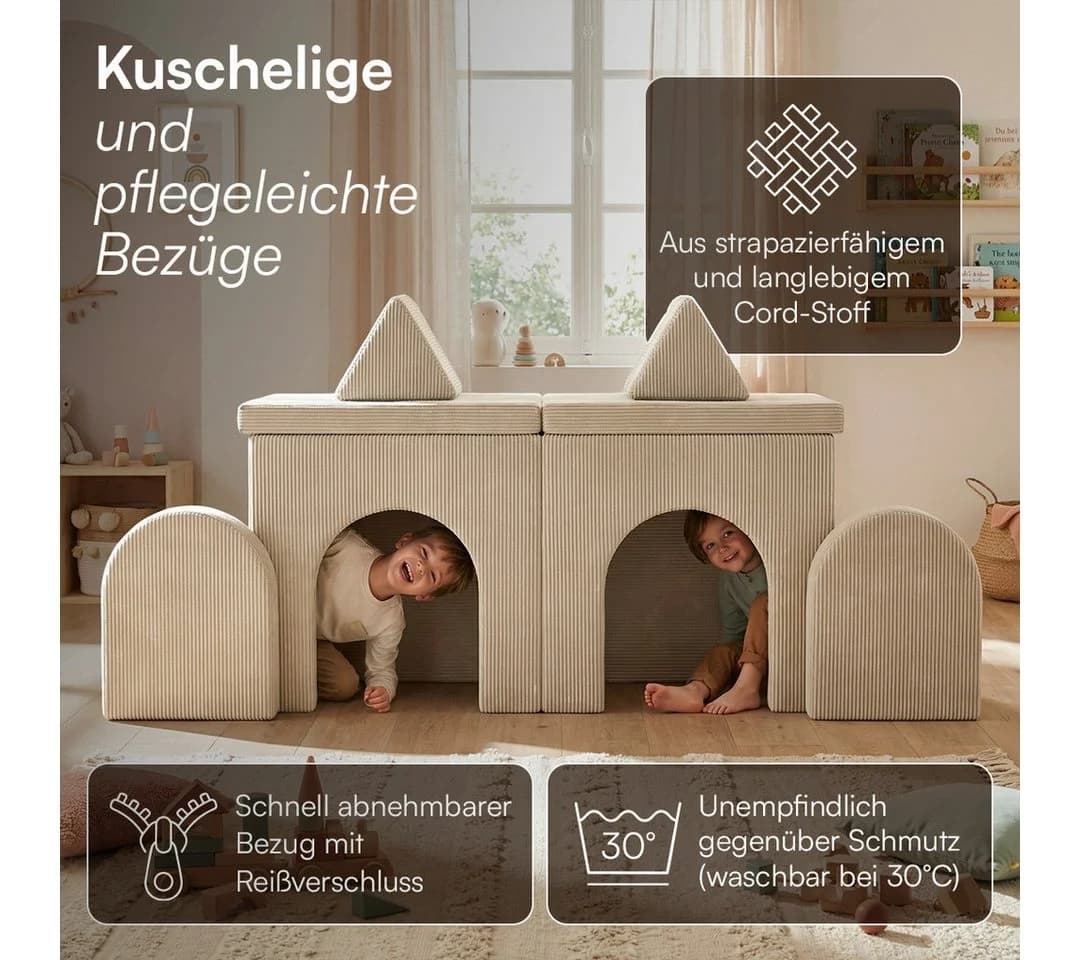 Bellabino Kindersofa Nile 8-tlg. Cord Türkis mit Schlaffunktion - Bild 5