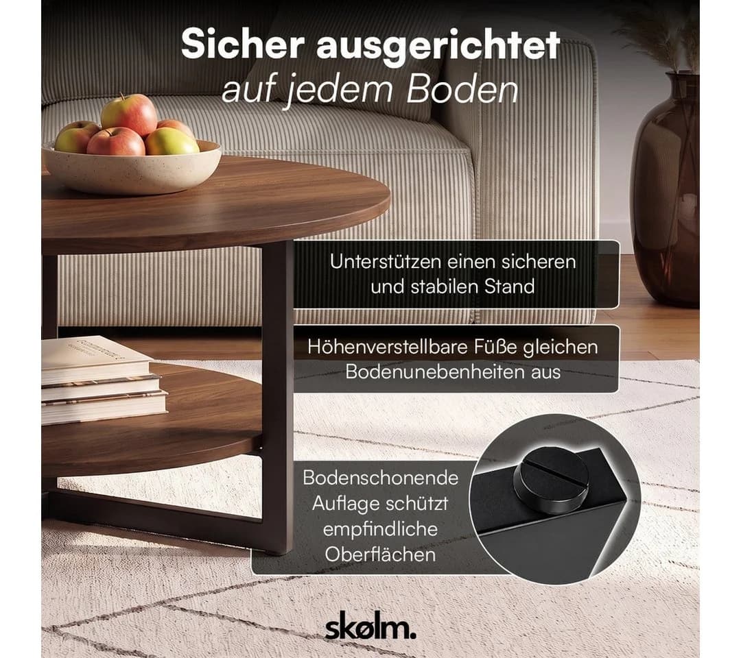 skølm Couchtisch Drakkar Massivholz Eiche Metallgestell - Bild 5