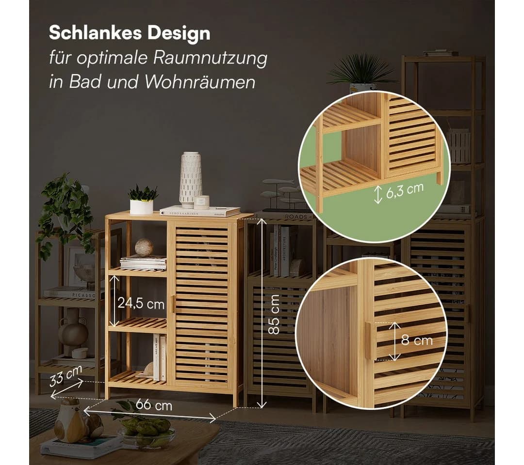 Bellamio Badezimmerschrank Newa Bambus 6 Fächer - Bild 5
