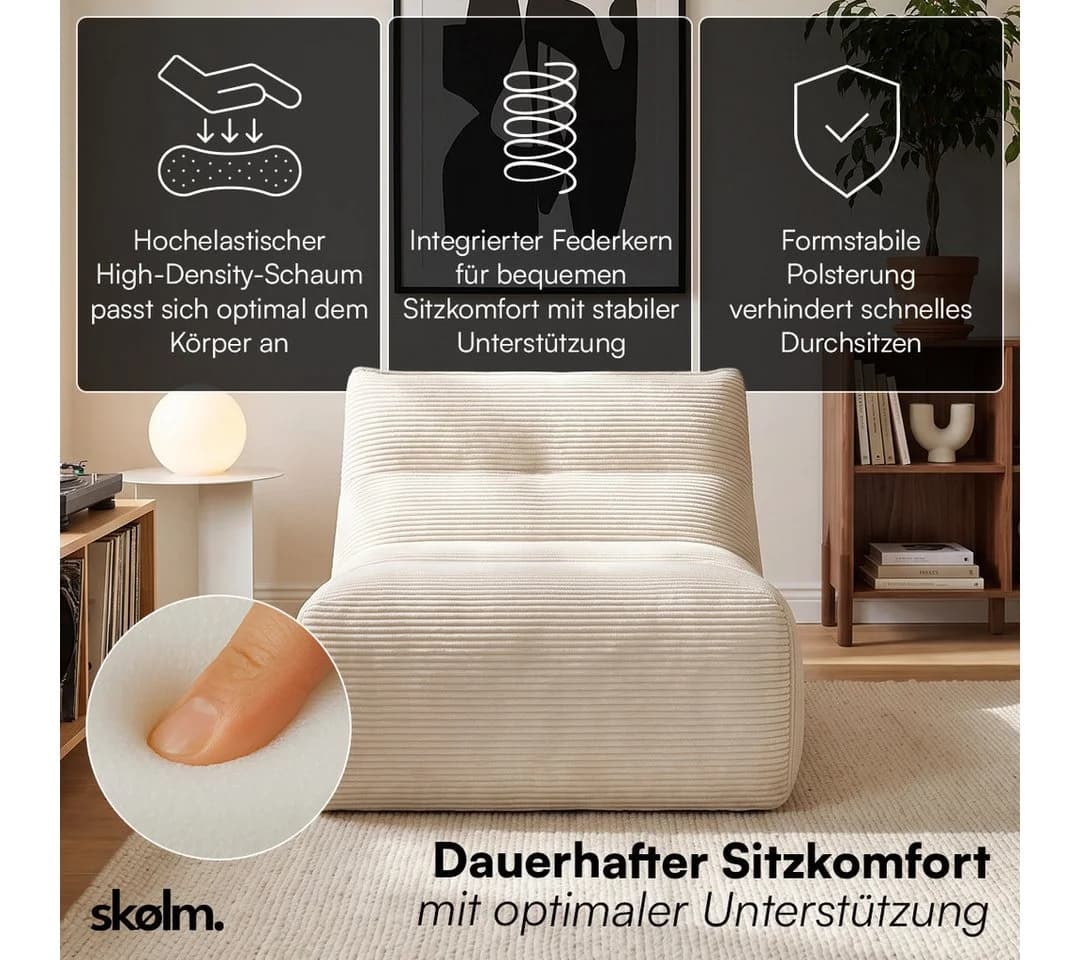 skølm Relaxsessel Bodn Cord Beige - Bild 3