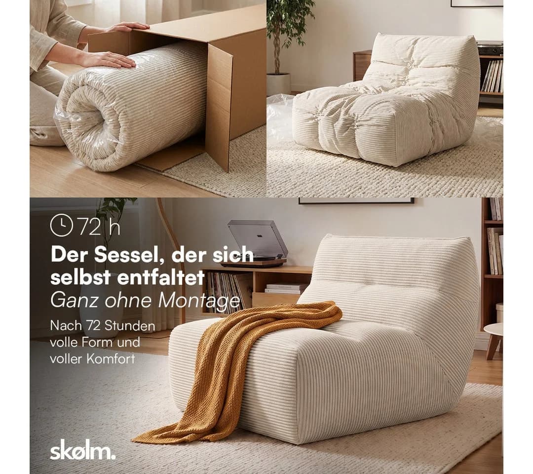 skølm Relaxsessel Bodn Cord Beige - Bild 4