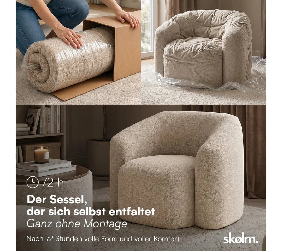 skølm Relaxsessel Gjöll Teddy-Bouclé Beige - Bild 3