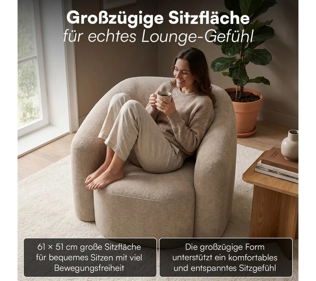 skølm Relaxsessel Gjöll Teddy-Bouclé Beige - Bild 4