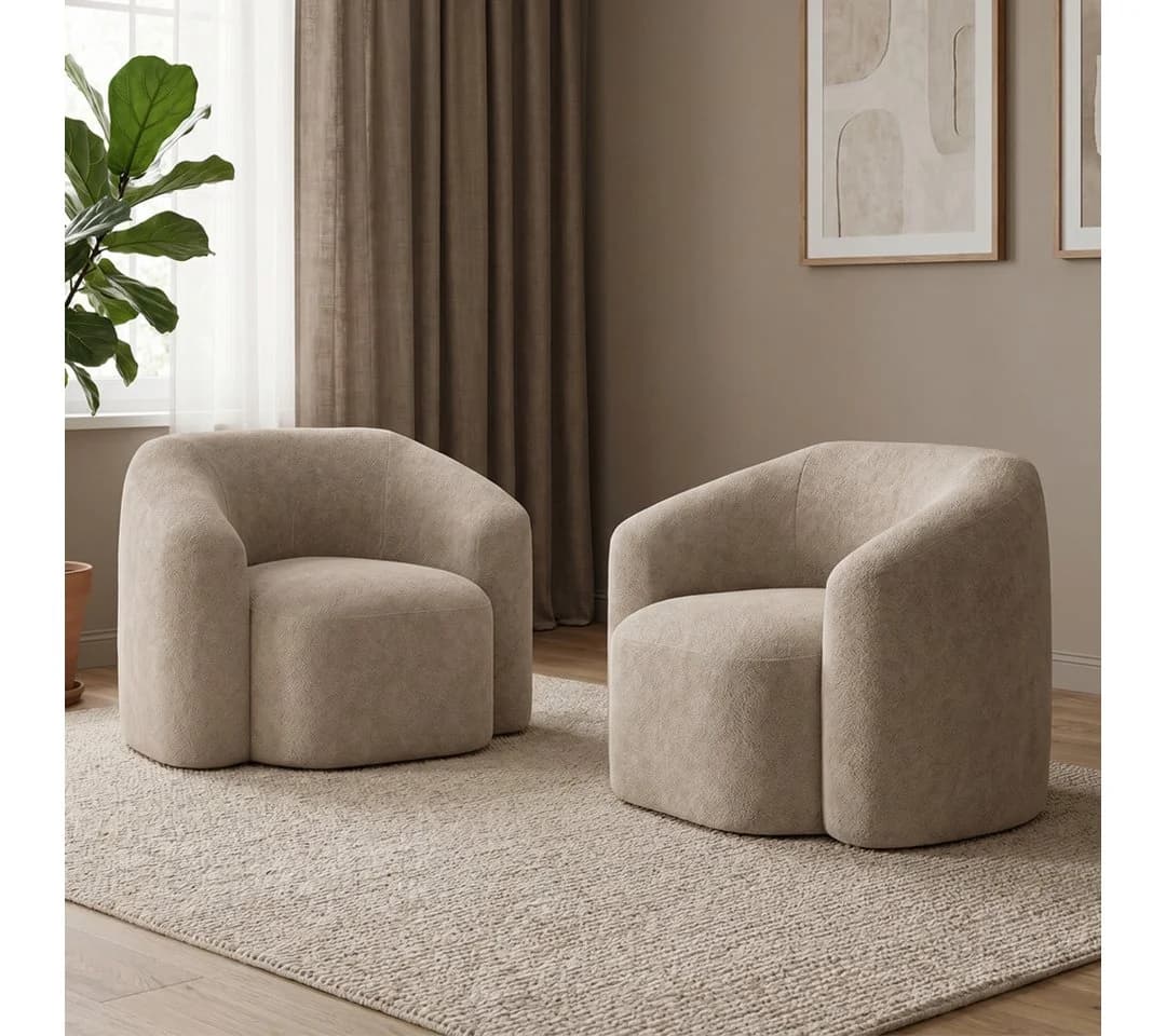 skølm Relaxsessel Gjöll Teddy-Bouclé Beige mit Armlehnen - Bild 2