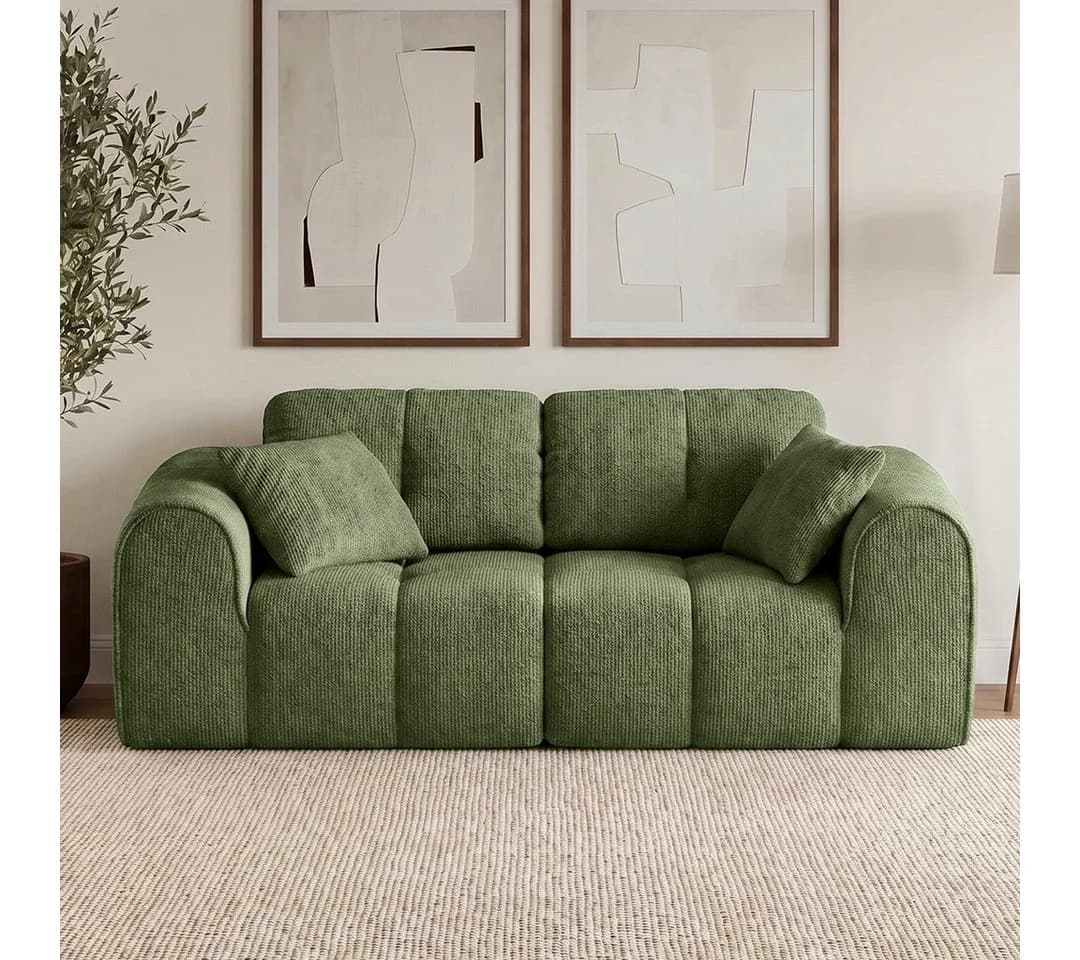 skølm Sofa Vanaheim 2-Sitzer Chenille dunkelgrün - Bild 2