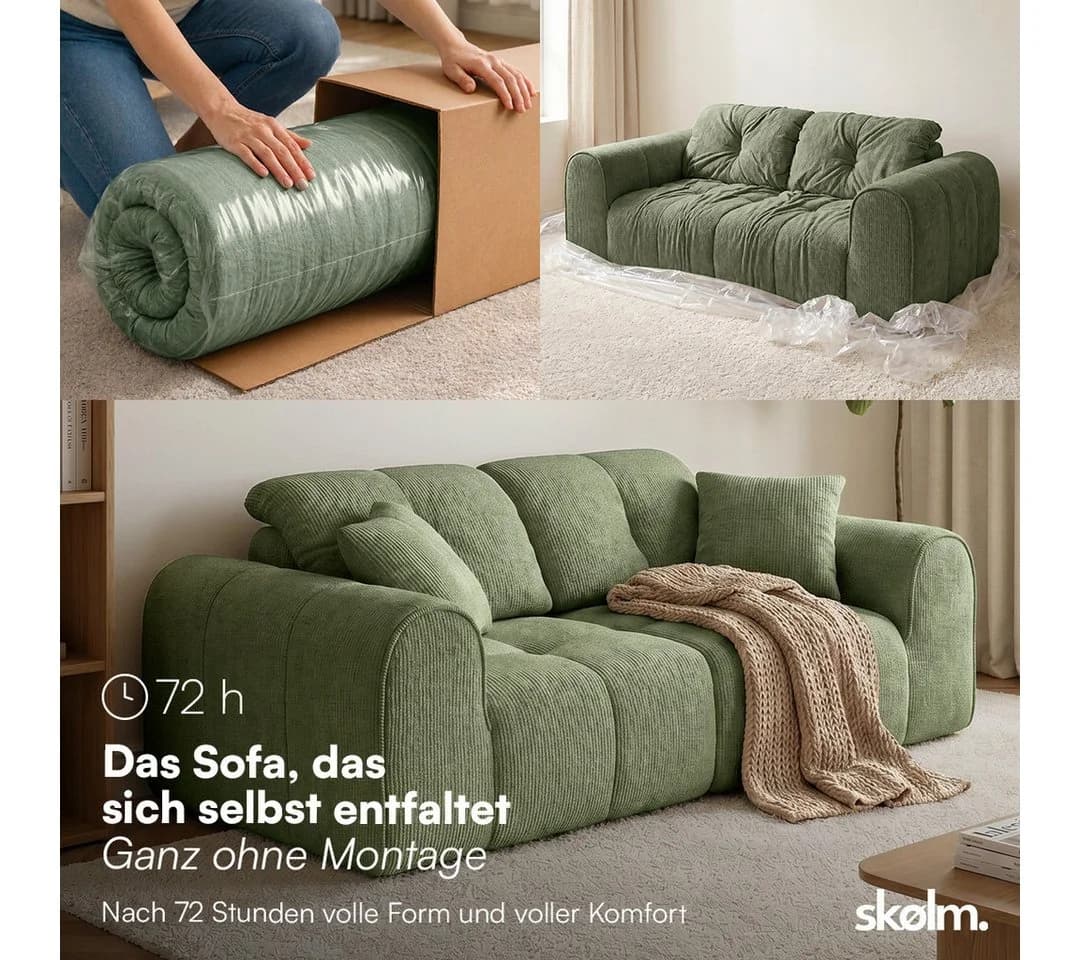 skølm Sofa Vanaheim 2-Sitzer Chenille dunkelgrün - Bild 3