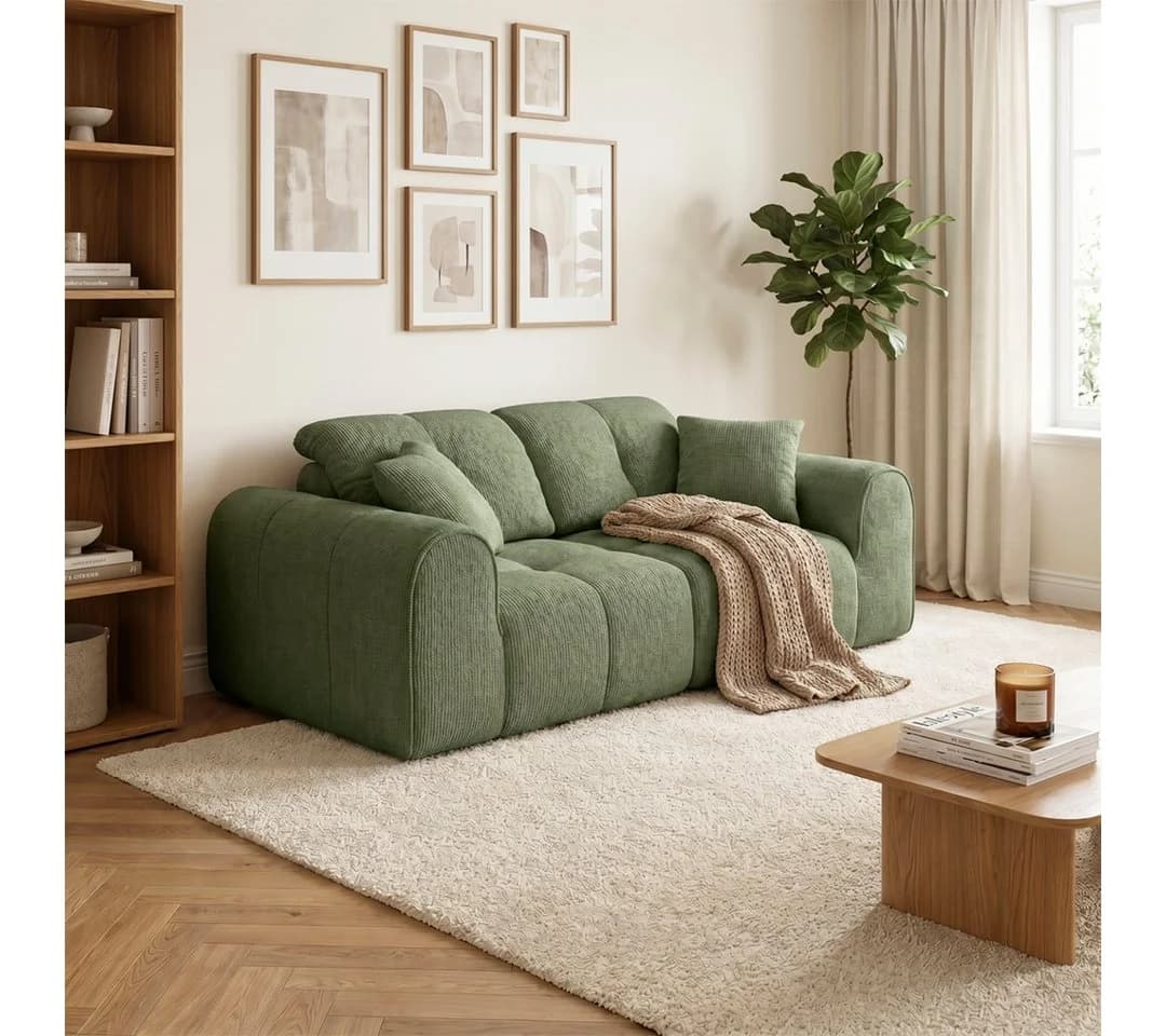 skølm Sofa Vanaheim 2-Sitzer Chenille dunkelgrün - Bild 5