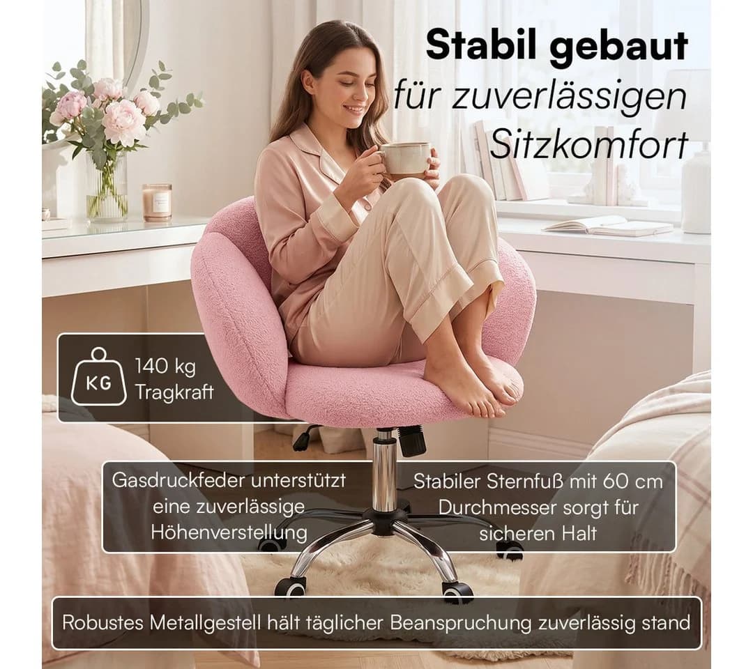 Bellamio Drehstuhl Meli Wolkenstuhl Rosa höhenverstellbar - Bild 5