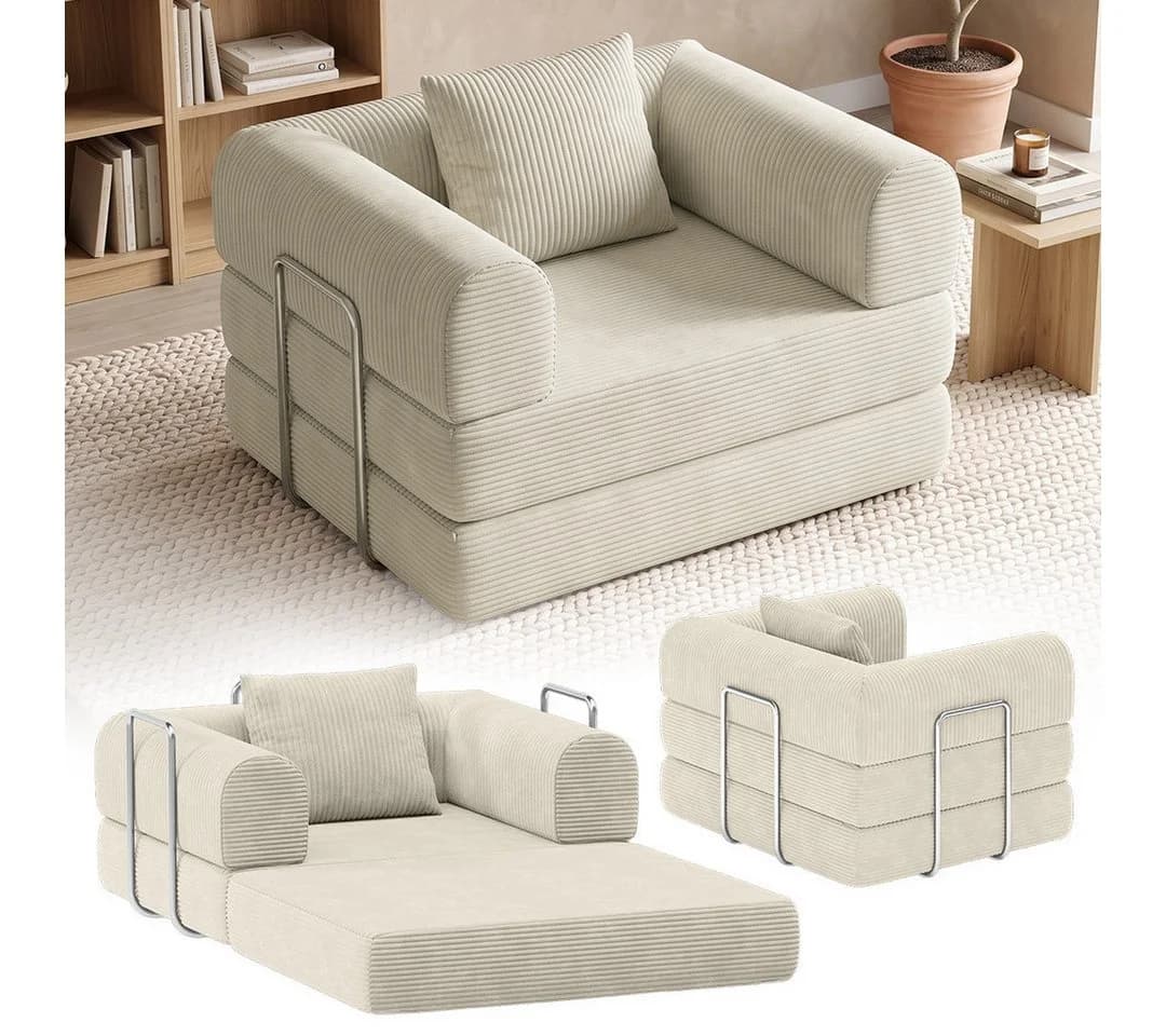 skølm Lofn Schlafsessel Cord Beige umwandelbar - Bild 2