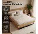 skølm Massivholzbett Alver Eiche mit Cord Kopfteil Beige Bild 1