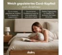 skølm Massivholzbett Floki Eiche mit gepolstertem Cord-Kopfteil beige Bild 4