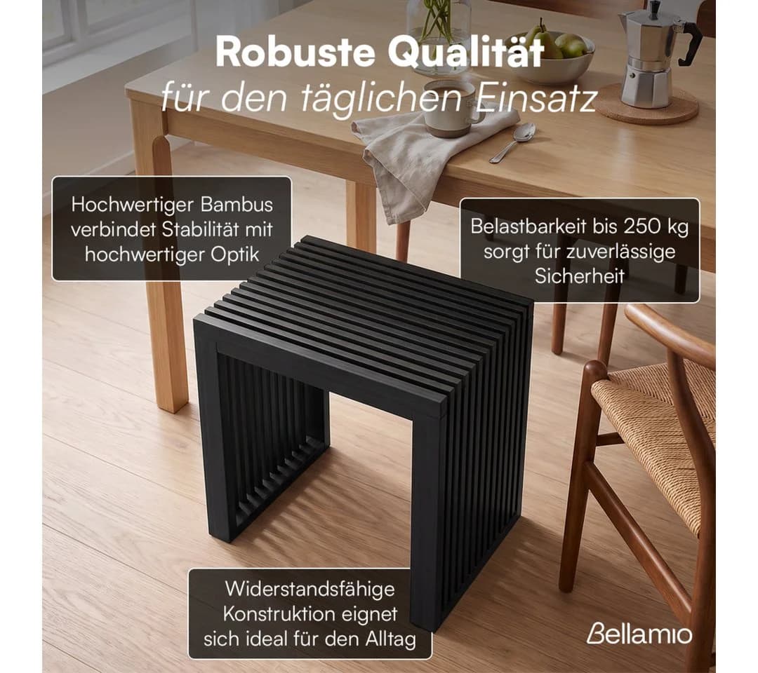 Bellamio Bank Sava Bambus Schwarz Sitzbank - Bild 4
