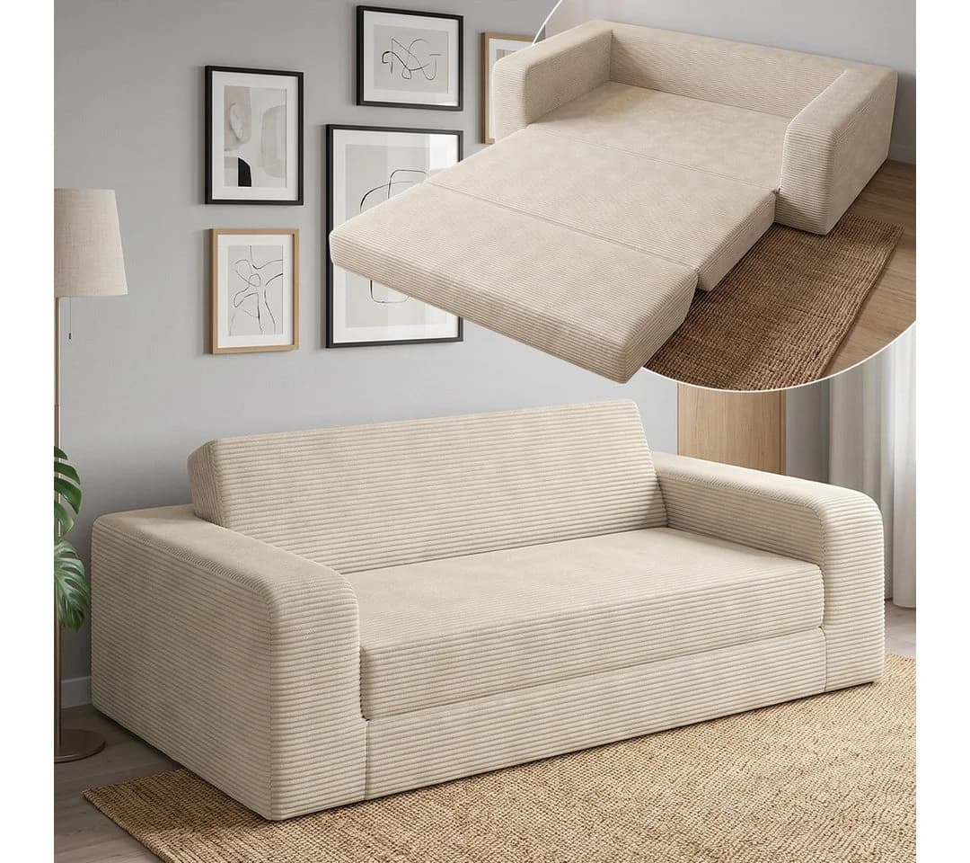 skølm Schlafsofa Laga Cord 2-Sitzer Beige mit Schlaffunktion - Bild 2
