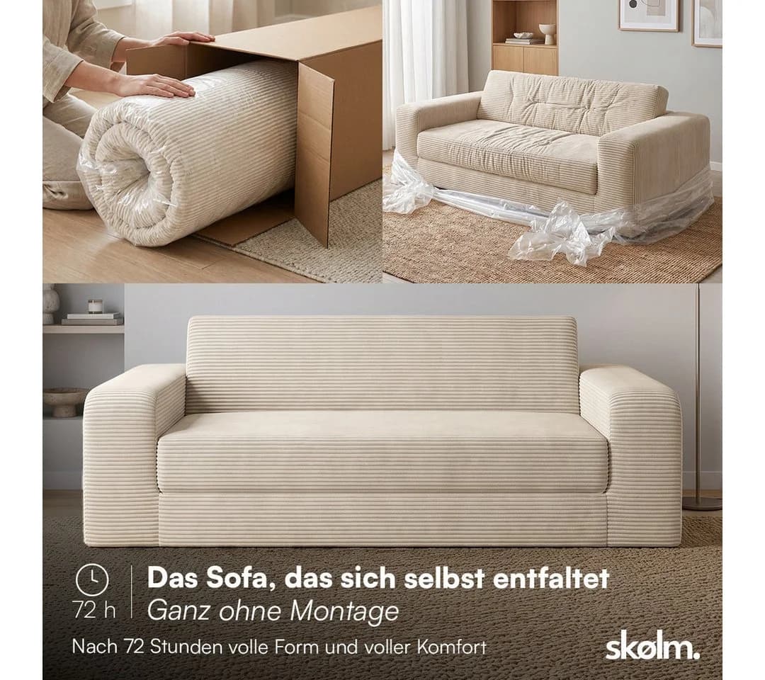 skølm Schlafsofa Laga Cord 2-Sitzer Beige mit Schlaffunktion - Bild 4