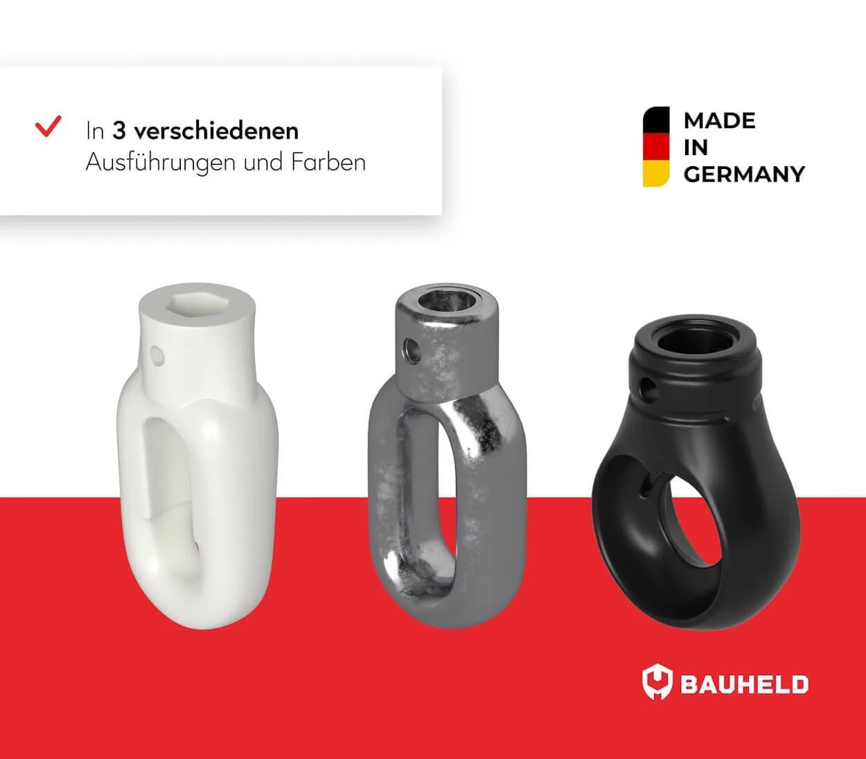 BAUHELD Markisenöse Halterung Kunststoff Zinkdruckguss Weiß Grau Schwarz - Bild 5