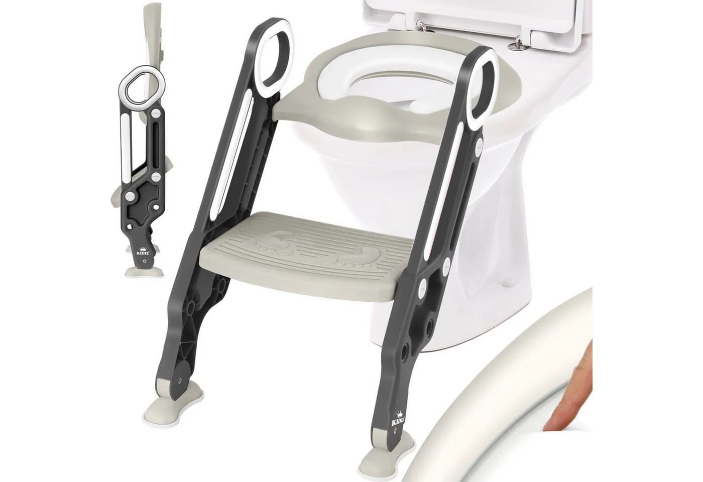 KIDIZ Kinder Toilettensitz mit Treppe und Griffe - Faltbar & Höhenverstellbar - Bild 2