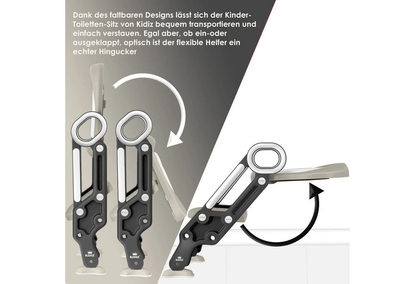 KIDIZ Kinder Toilettensitz mit Treppe und Griffe - Faltbar & Höhenverstellbar - Bild 3