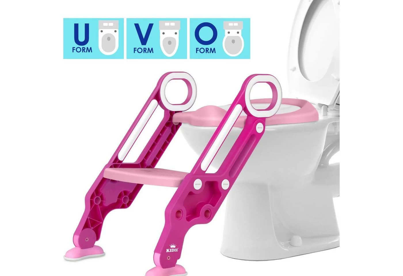 KIDIZ Kinder Toilettensitz mit Treppe Rosa Höhenverstellbar Faltbar