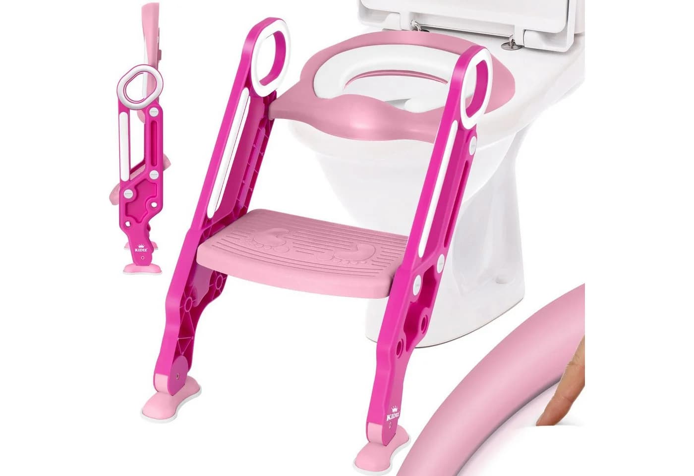 KIDIZ Kinder Toilettensitz mit Treppe Rosa Höhenverstellbar Faltbar - Bild 2